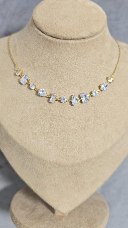 Multi-Cut Crystal Stainless Steel Necklace - Image 1